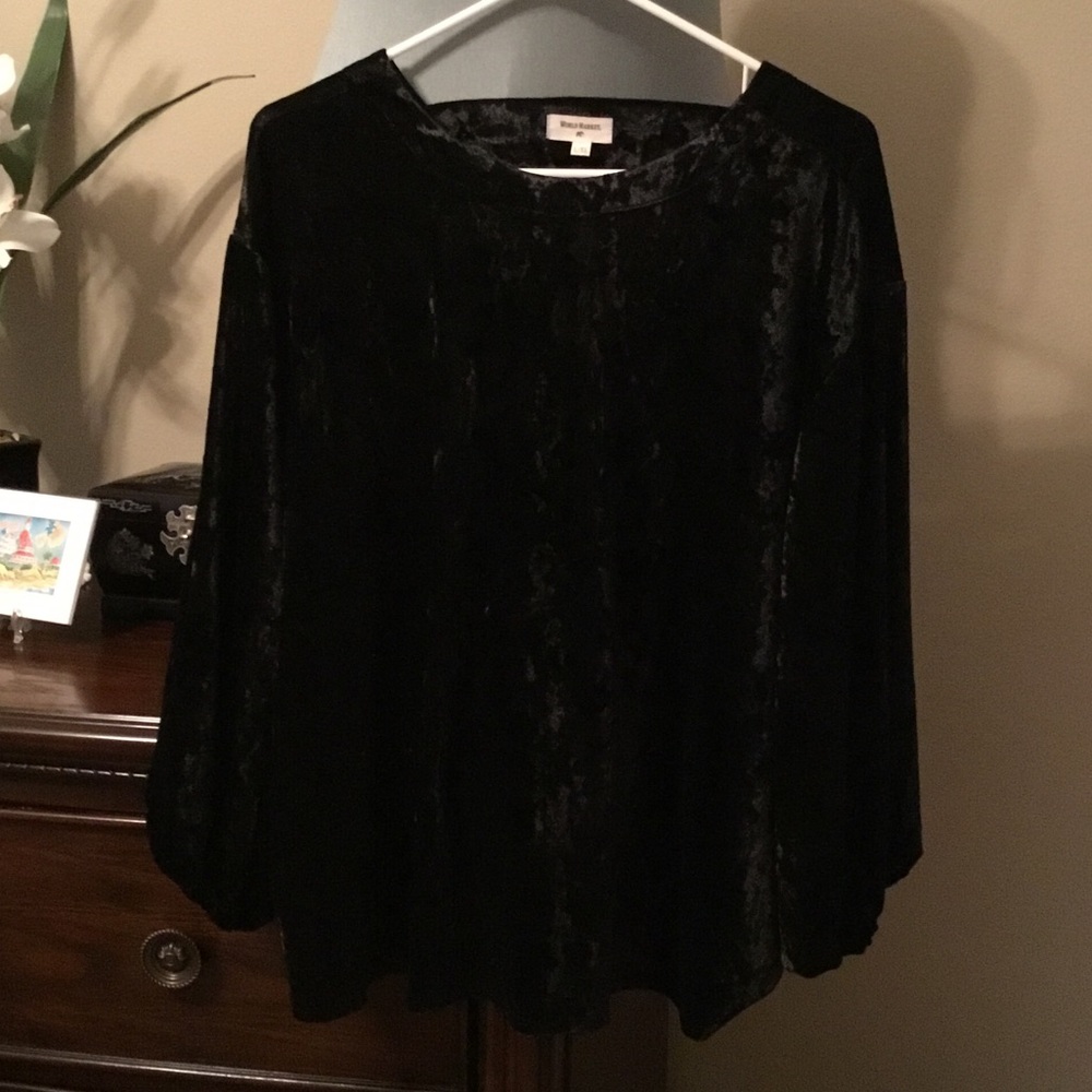 Cost Plus World Market Black Velvet Top - L/XL